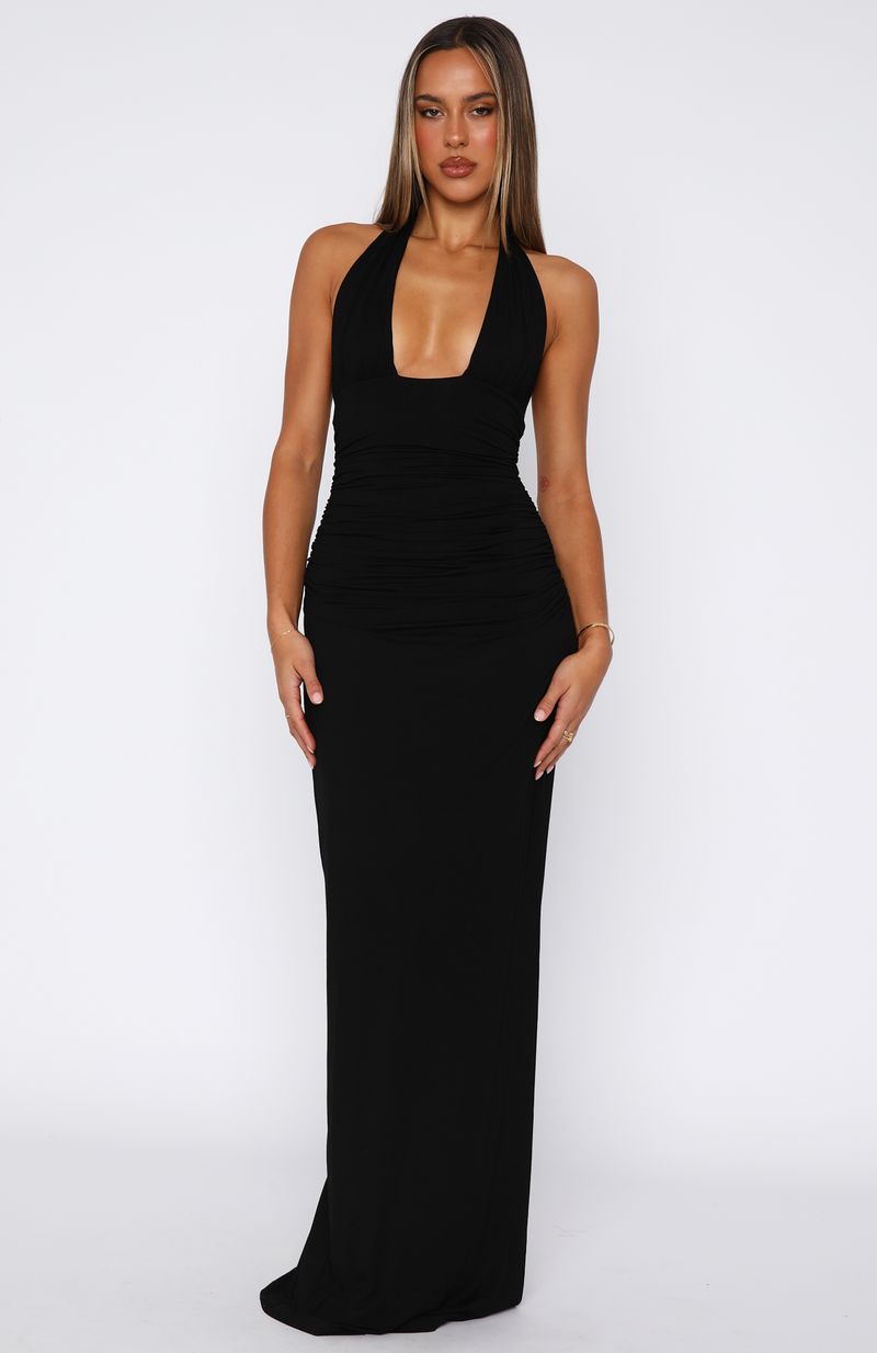 Halter Black Elegant Flow Maxi Dress