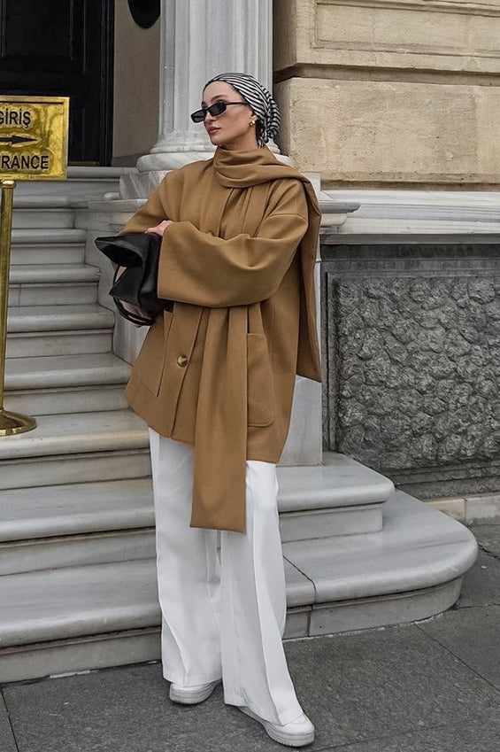 Retro British Style Wool Midi Oversized Coat