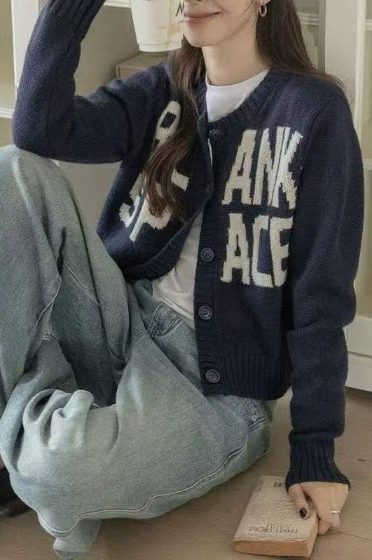 Letter Embroidered Loose Sweater