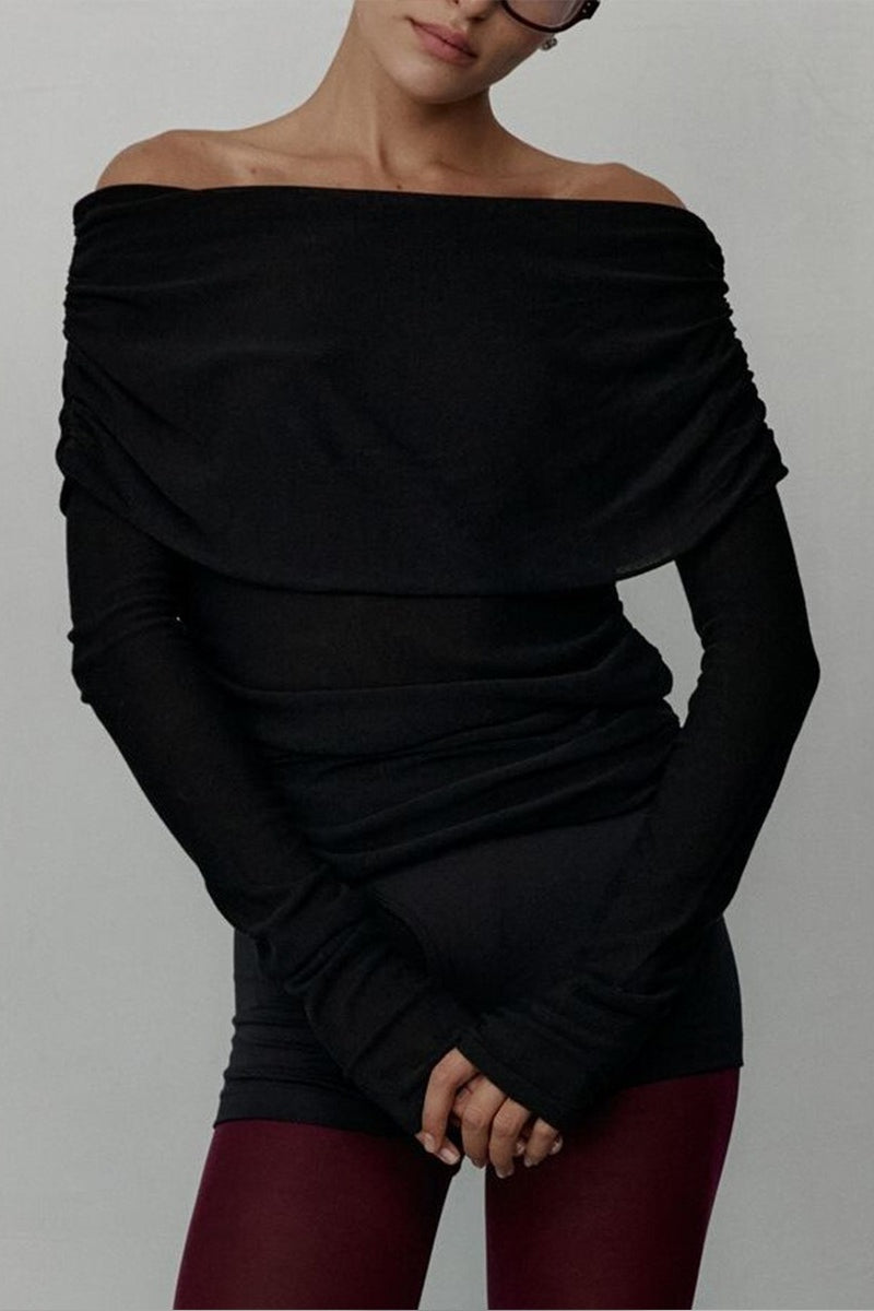 One Shoulder Fitted Knit Sweater