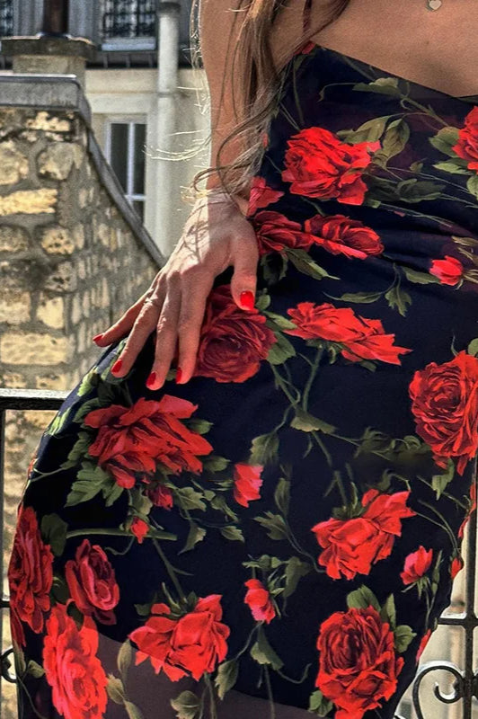 Printed Strap Bodycon Floral Dress