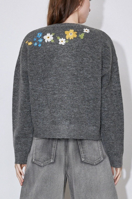 Floral Embroidery Knit Sweater