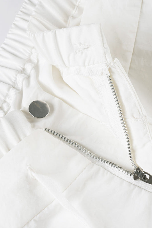 White Drawstring Wide-Leg Pant