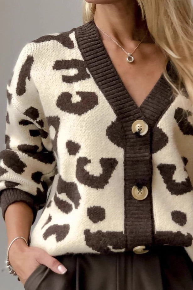 Casual Leopard Design Cardigan