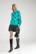 Round Neck Heart Sweater