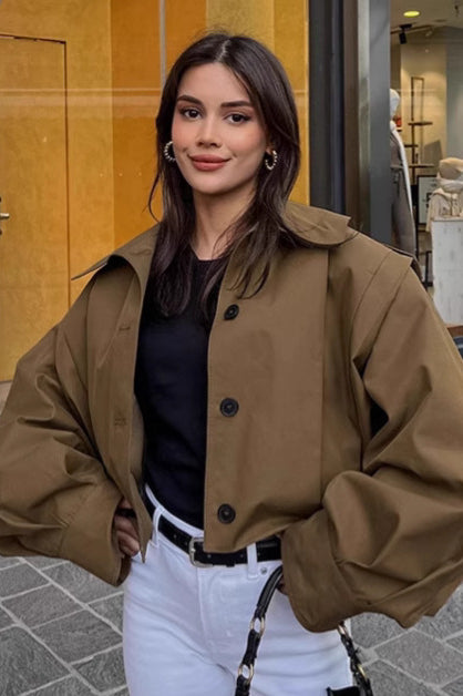 Chic Pleated Detail Mini Coat