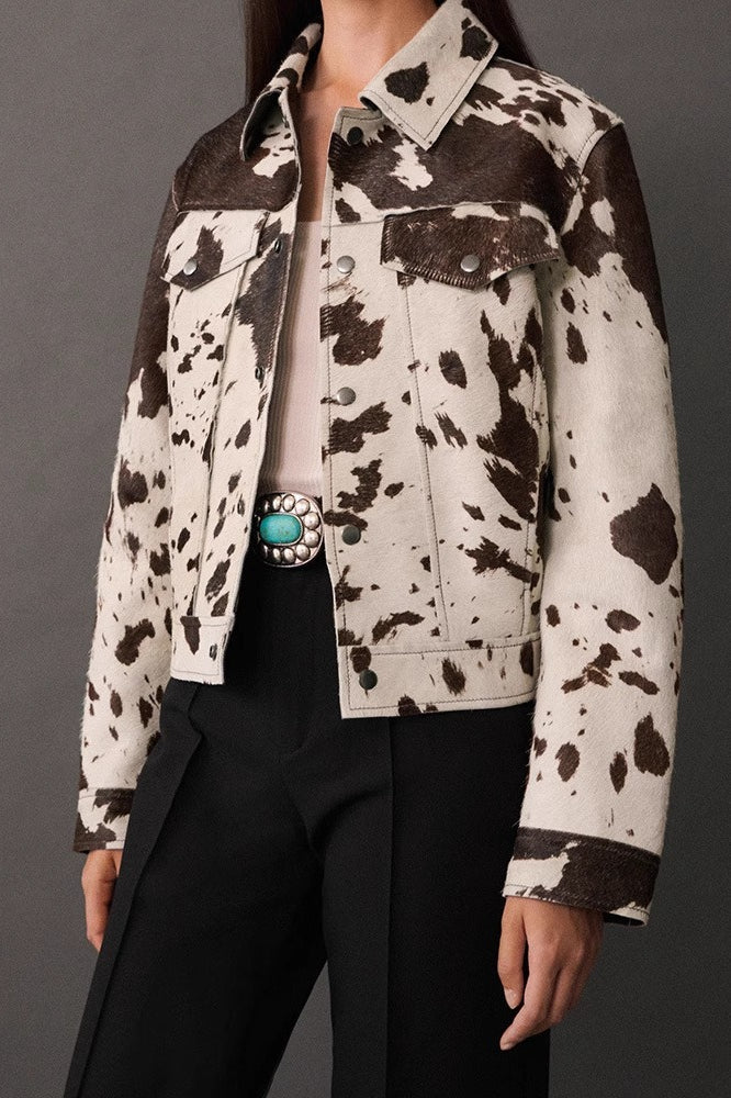 Trendy Asymmetrical Print Mini Coat