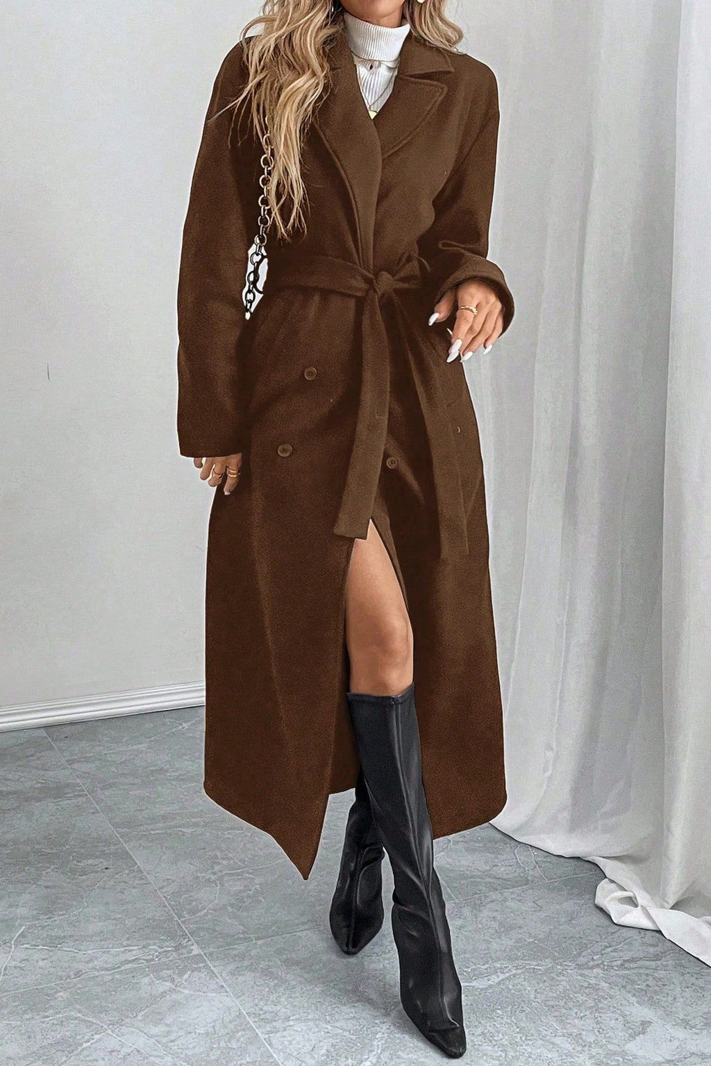 Retro Oversized Double-Faced Wool Midi Coat