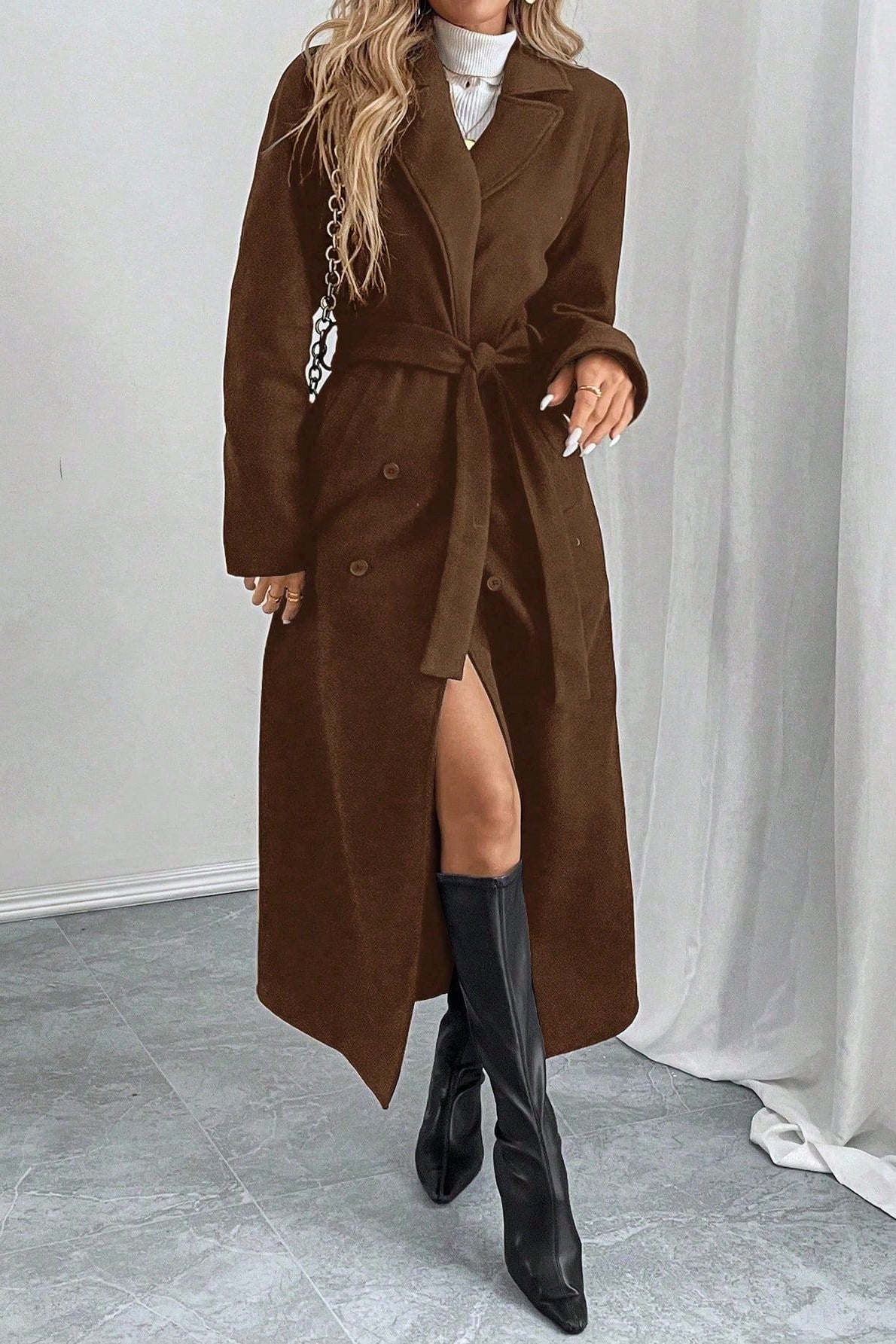 Retro Oversized Double-Faced Wool Midi Coat