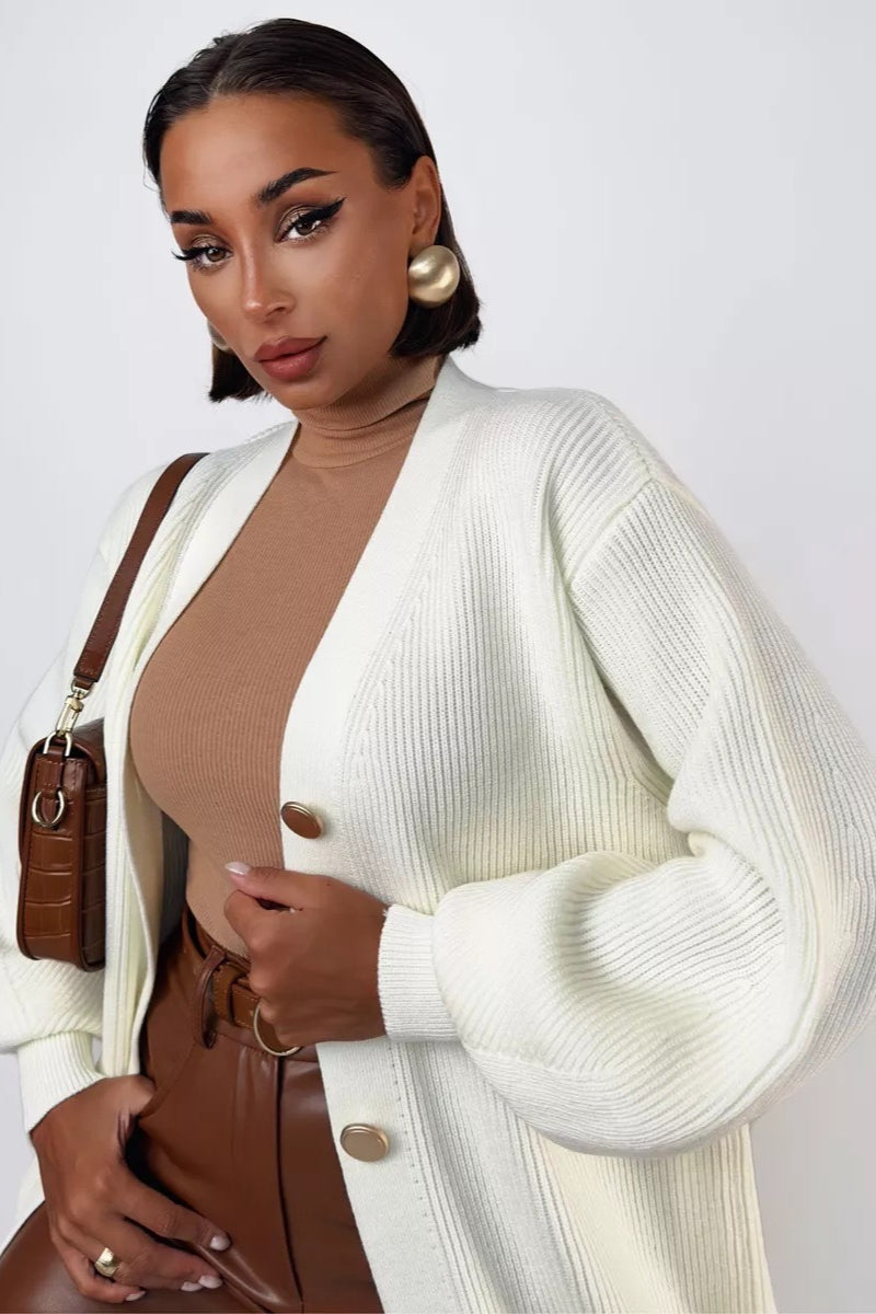 V-Neck Loose Long Knit Cardigan