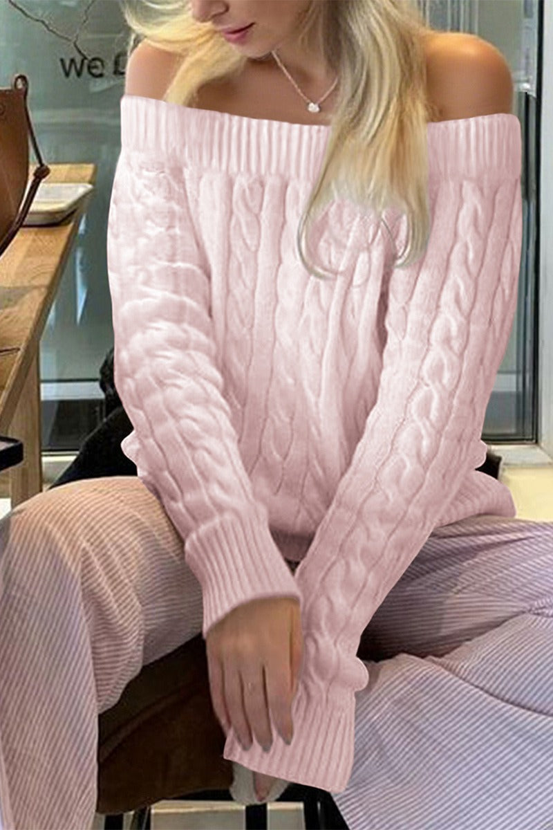 Off Shoulder Minimalist Pullover Sweater