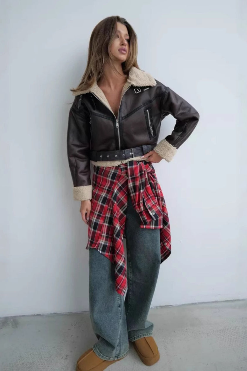 Retro Sherpa Lapel Short Coat