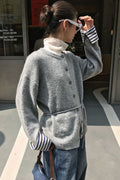 Colorblock Belted Relaxed Knit Cardigan