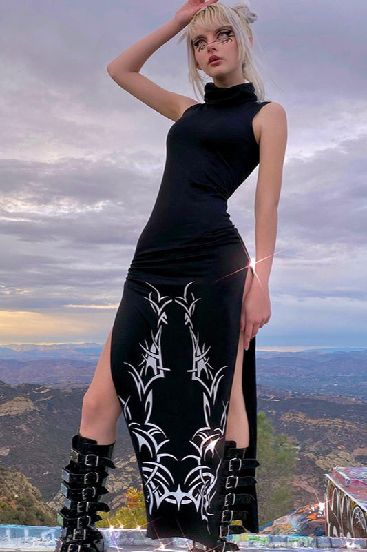 Split Hem Gothic Dress