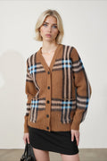 Plaid Vintage Relaxed Plus V-Neck Cardigan