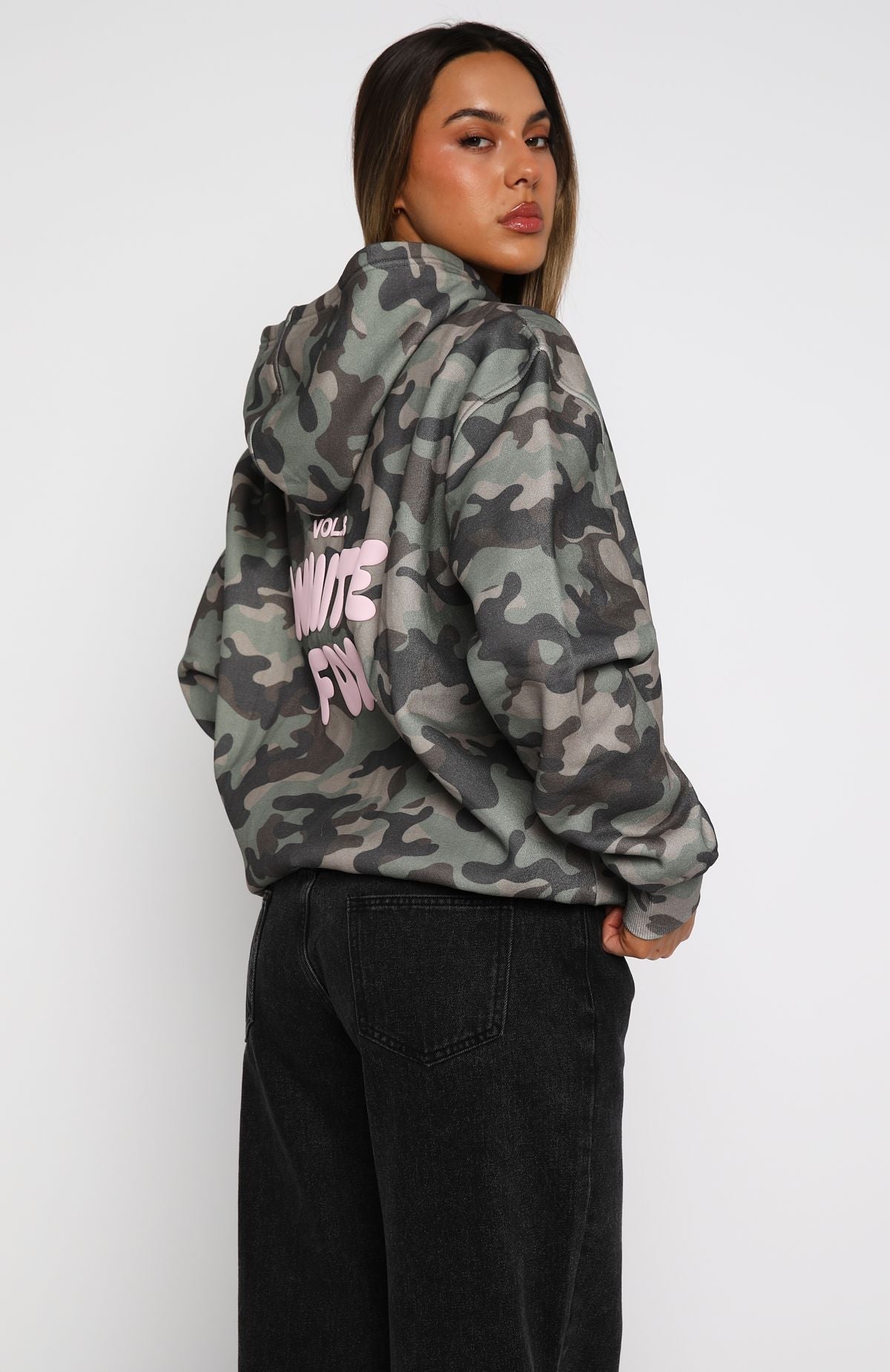 Offstage Printed Oversized Washed Camo Hoodie