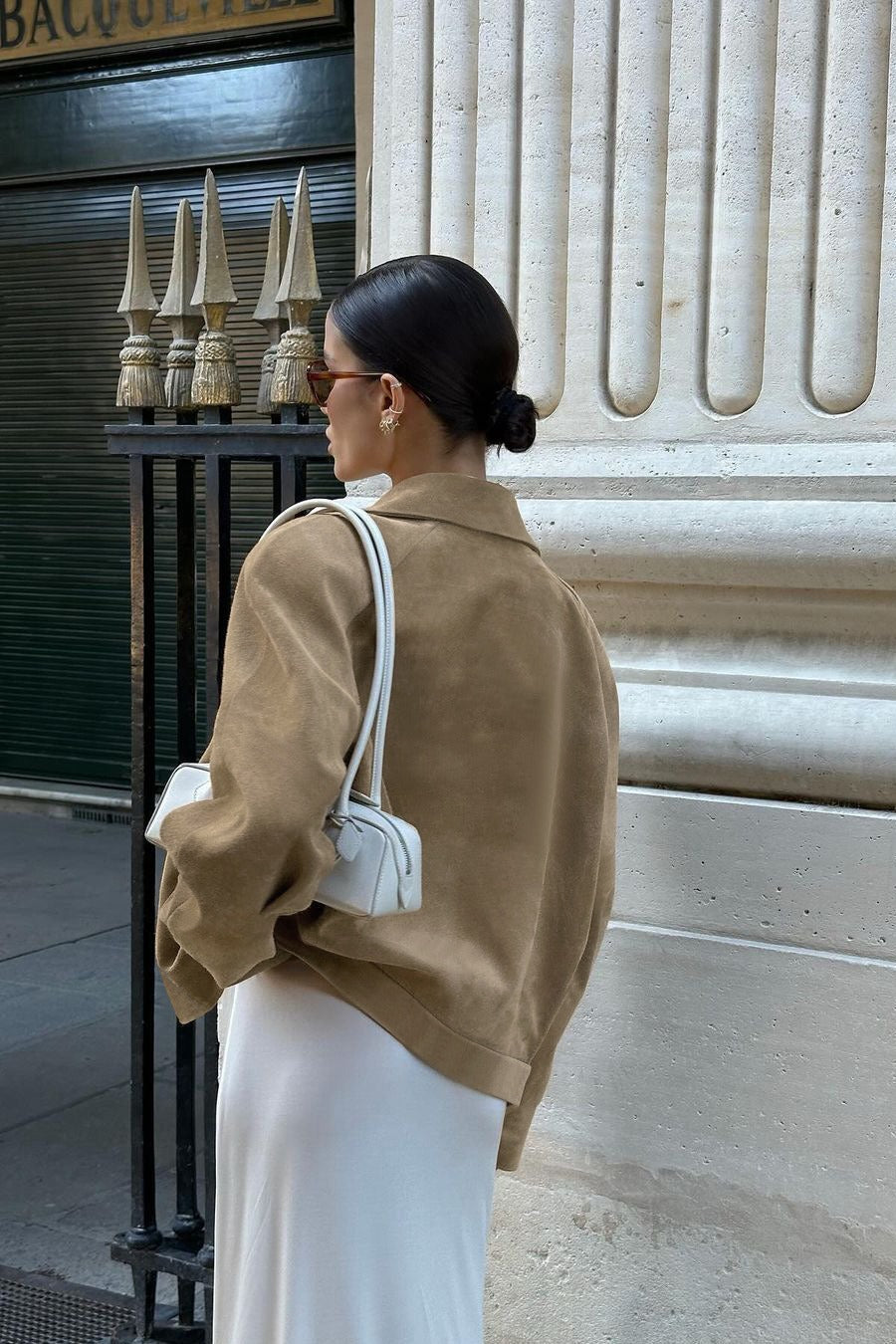 Retro Suede Lad-Style Notch Collar Coat