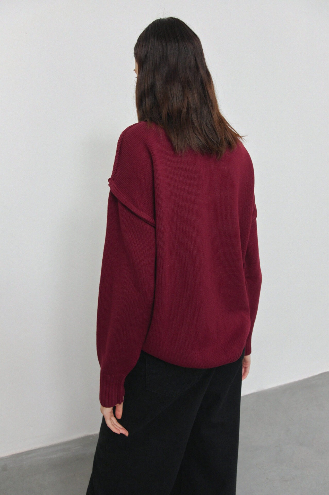 Colorblock High Neck Knit Sweater