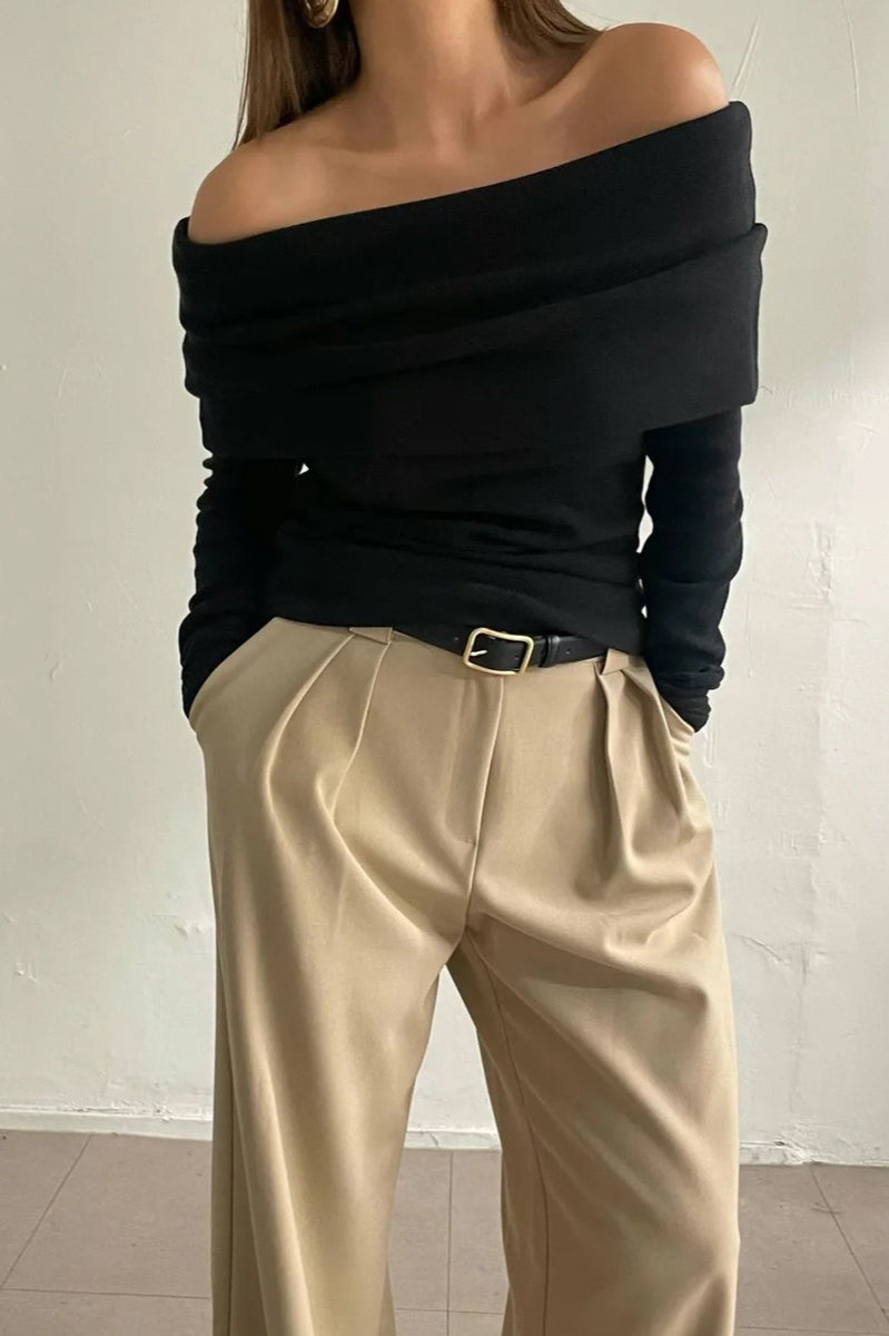 Off Shoulder Slim Fit Sweater