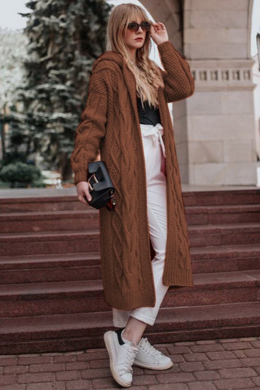 Solid Hooded Knit Sweater