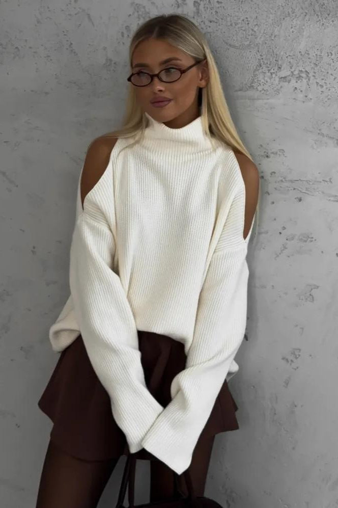 Off Shoulder Turtleneck Sweater
