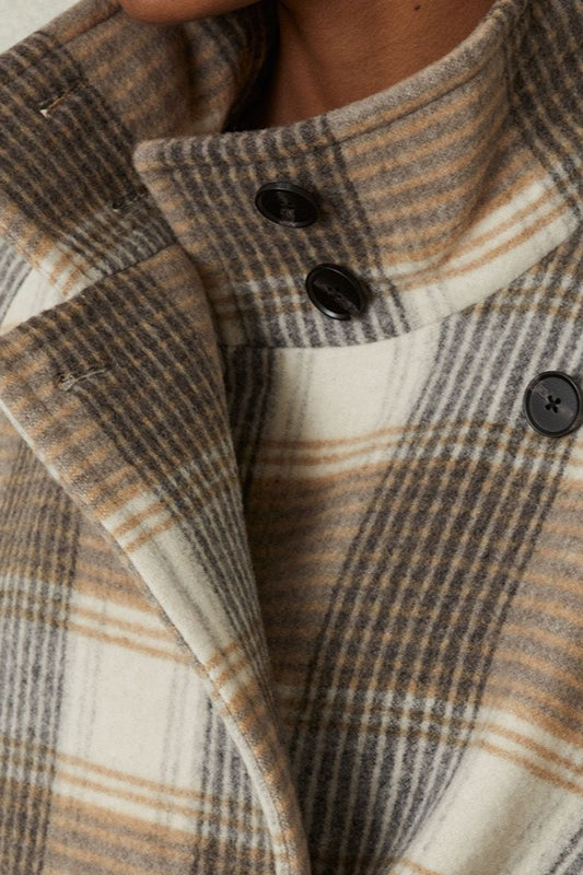 Retro Checked Belted Wool Coat