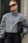 Trendy Grey Wool Mini Coat