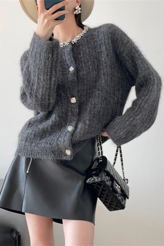 V-Neck Slim Knit Cardigan