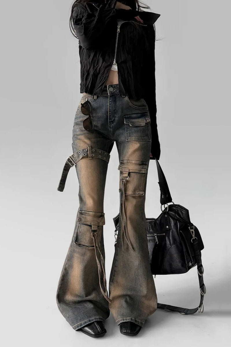 Low Waist Flare Cargo Jean