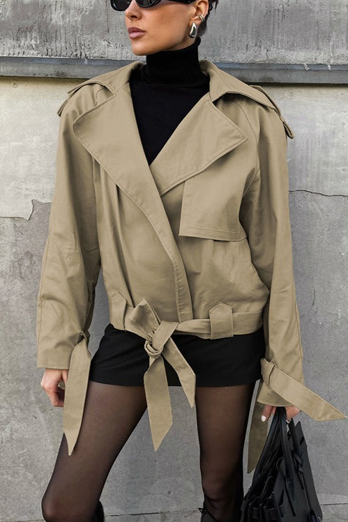 Retro Barn-Style Khaki Belted Trench Coat