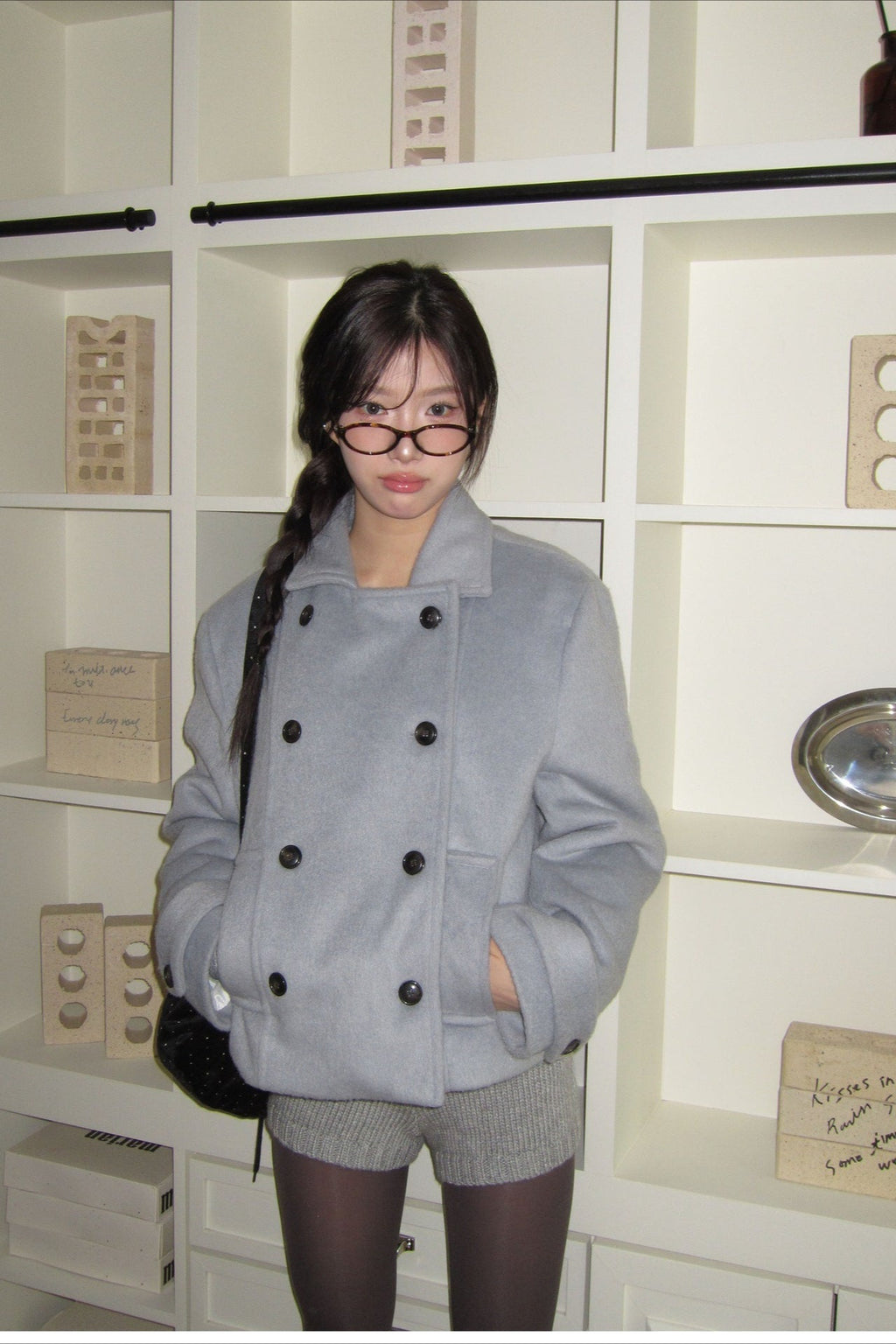 Retro Preppy Fleece Lined Wool Blend Mini Coat