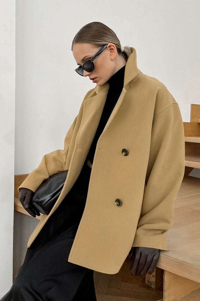 Retro Wool Blend Midi Coat
