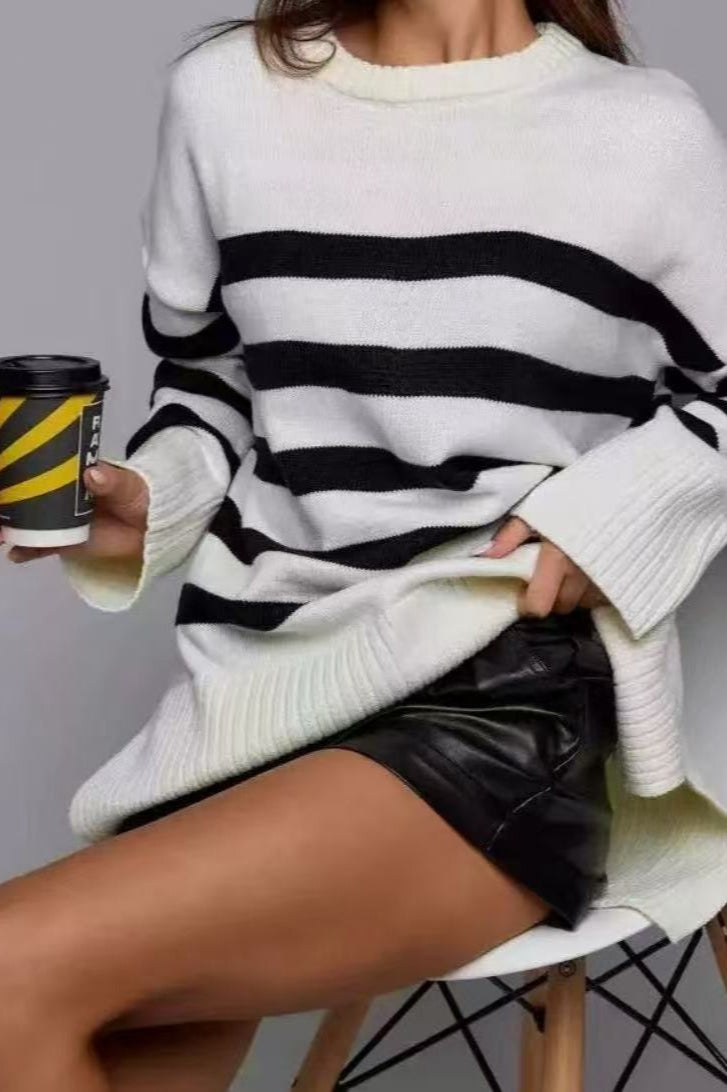 Loose Striped Knit Sweater