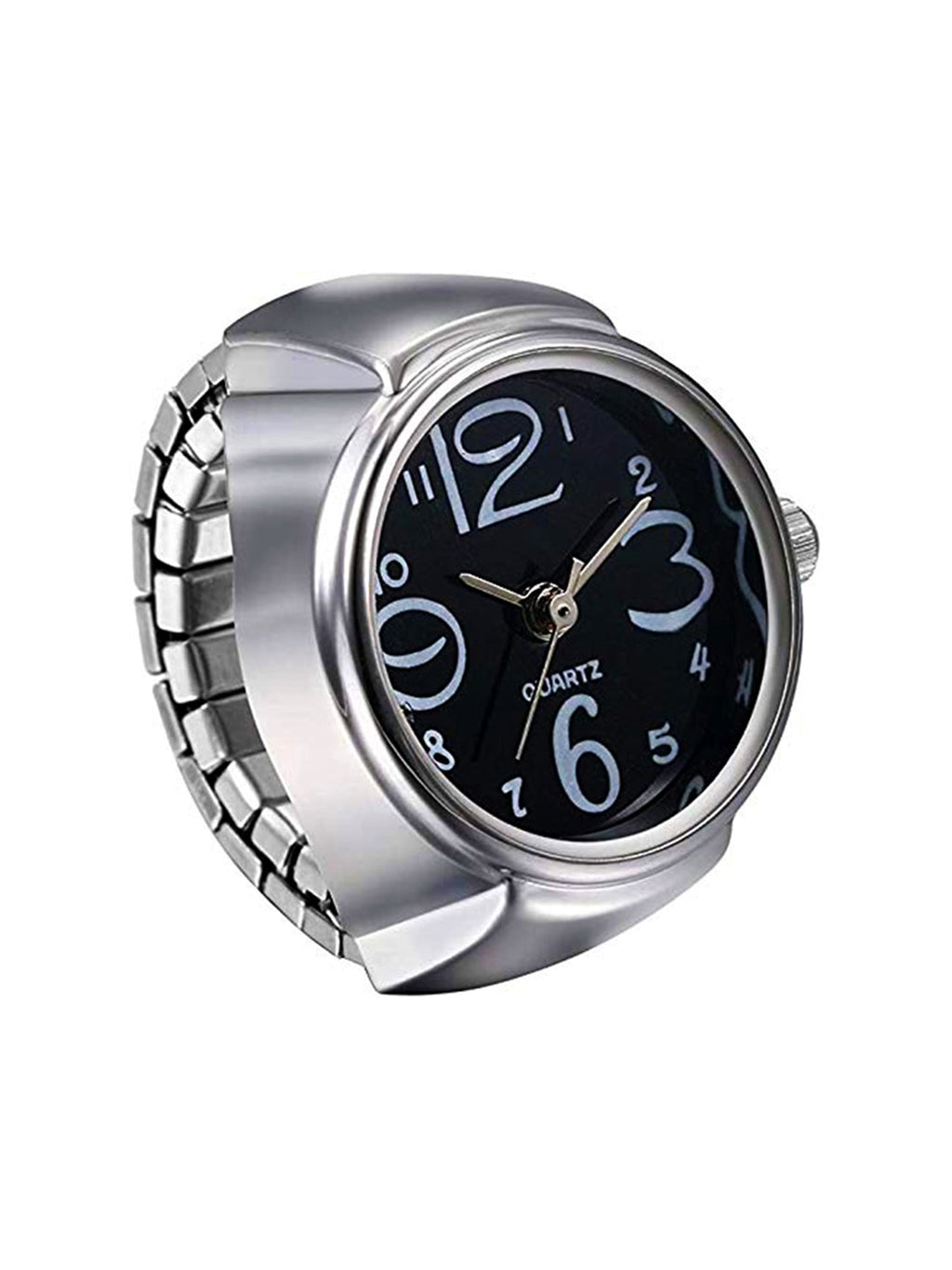 Black Dial Stainless Steel Watch Ring