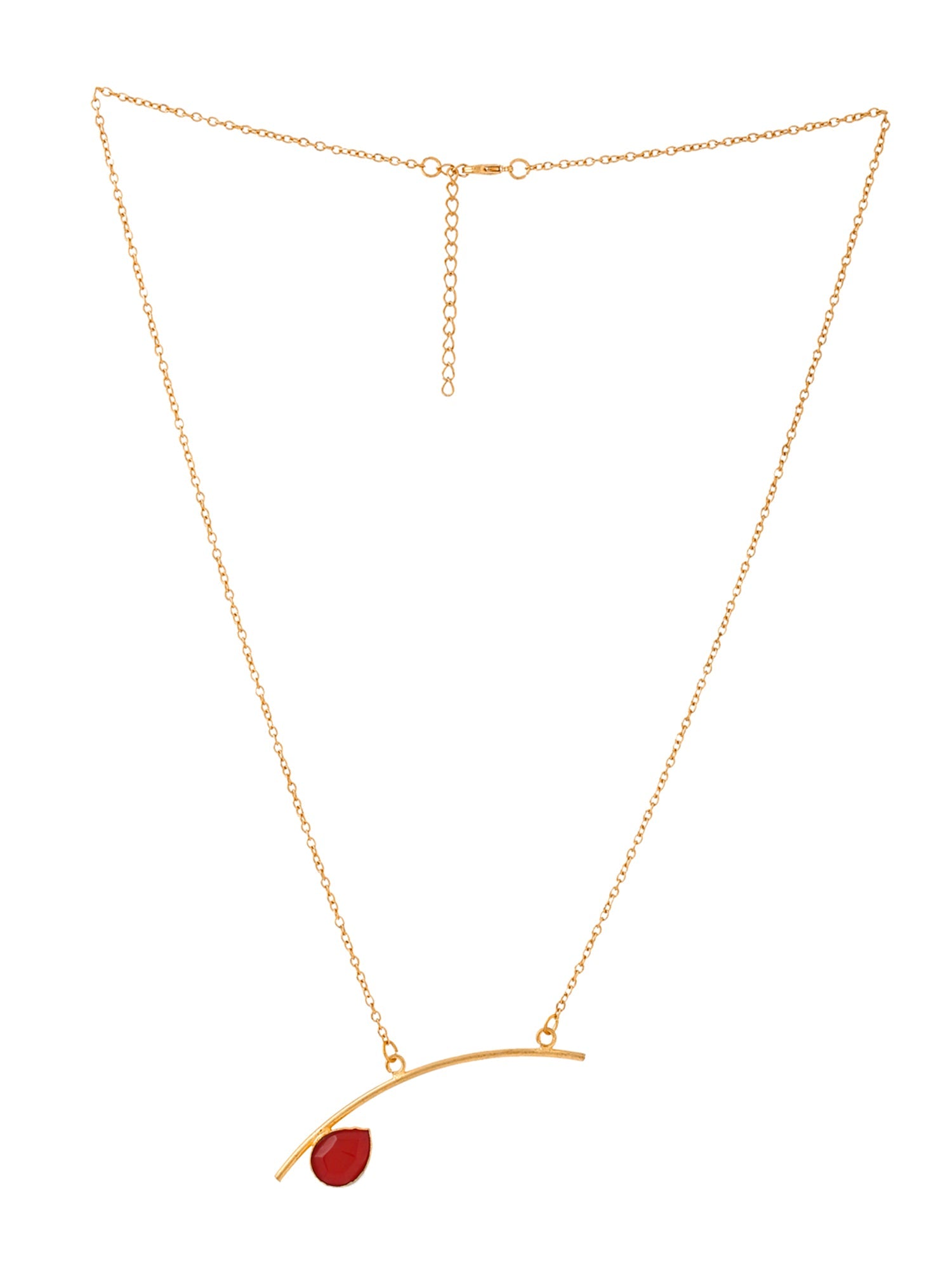 Red Stone Gold Charm Necklace
