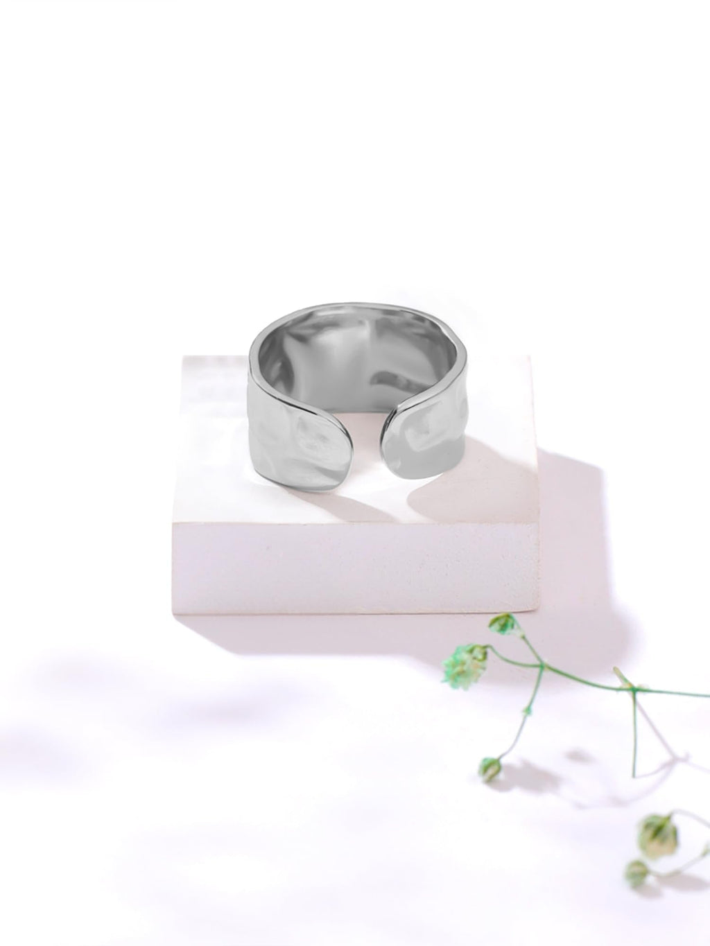Rhodium Plated Adjustable Fashion Band Ring