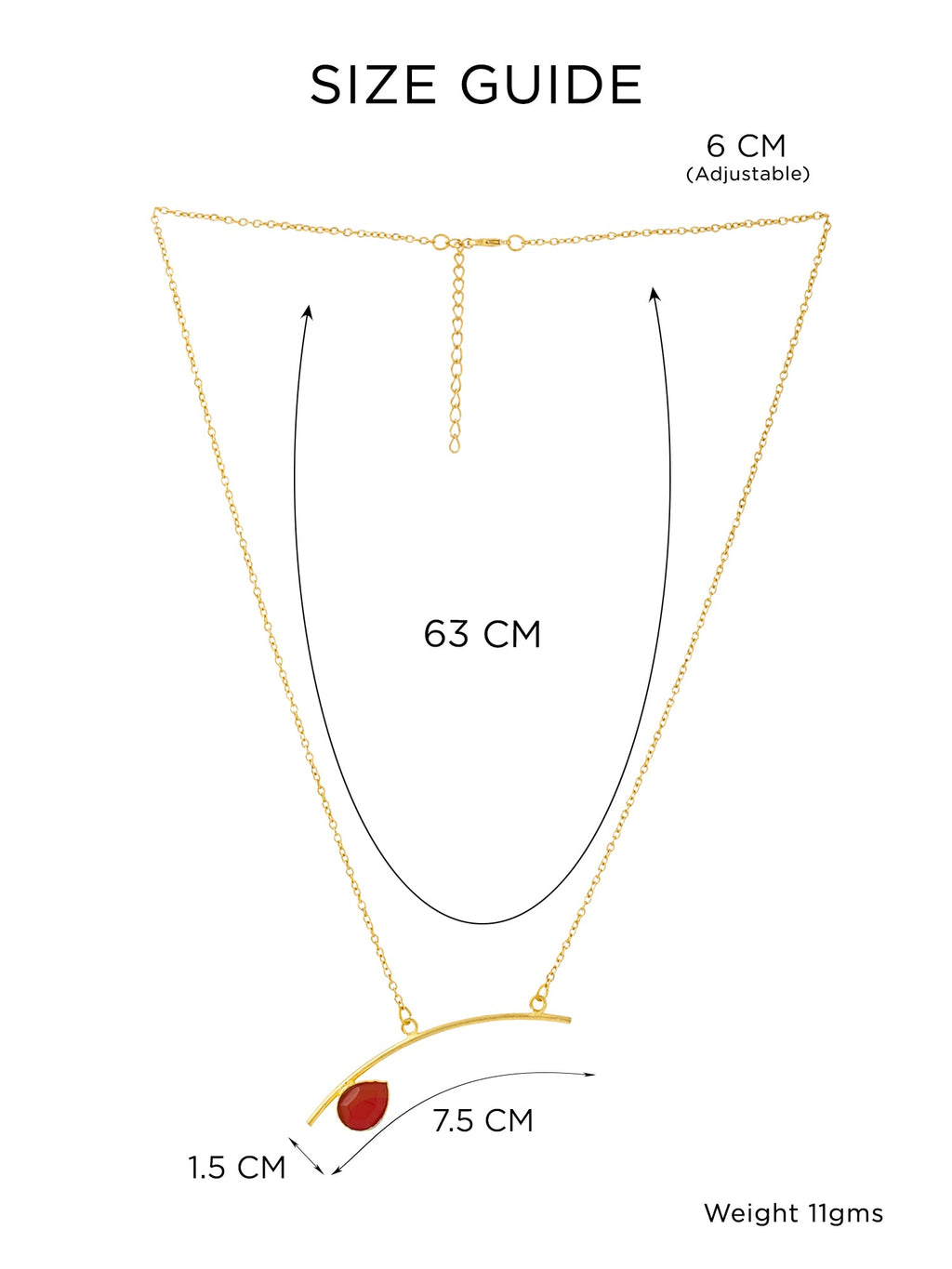 Red Stone Gold Charm Necklace