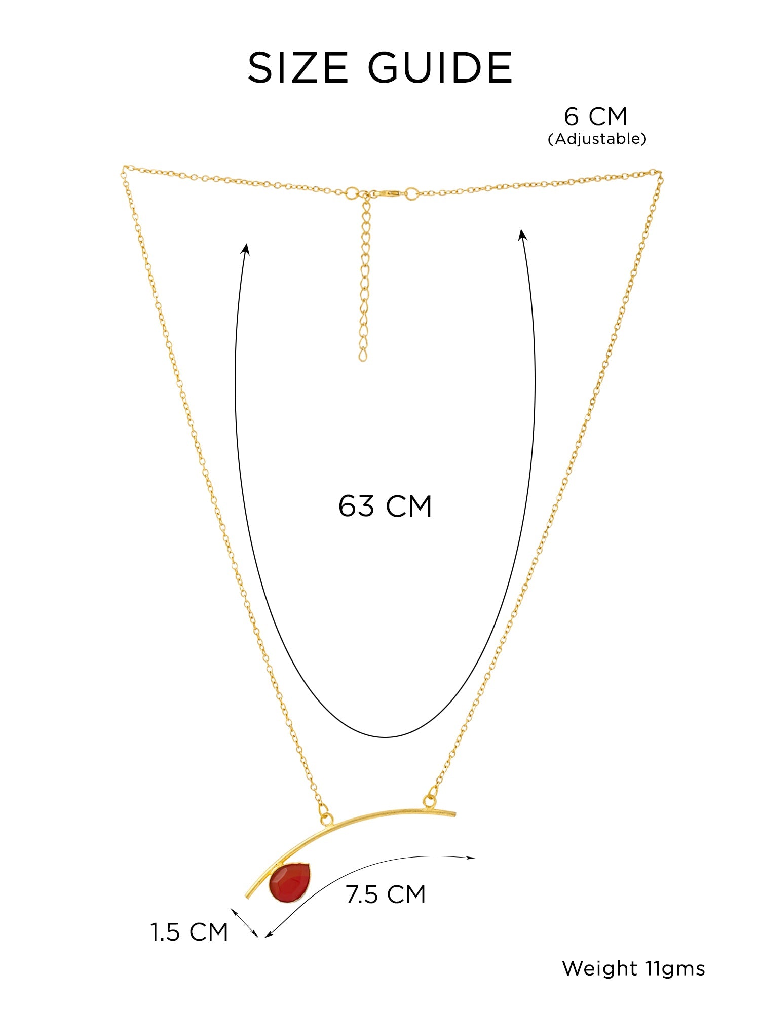 Red Stone Gold Charm Necklace