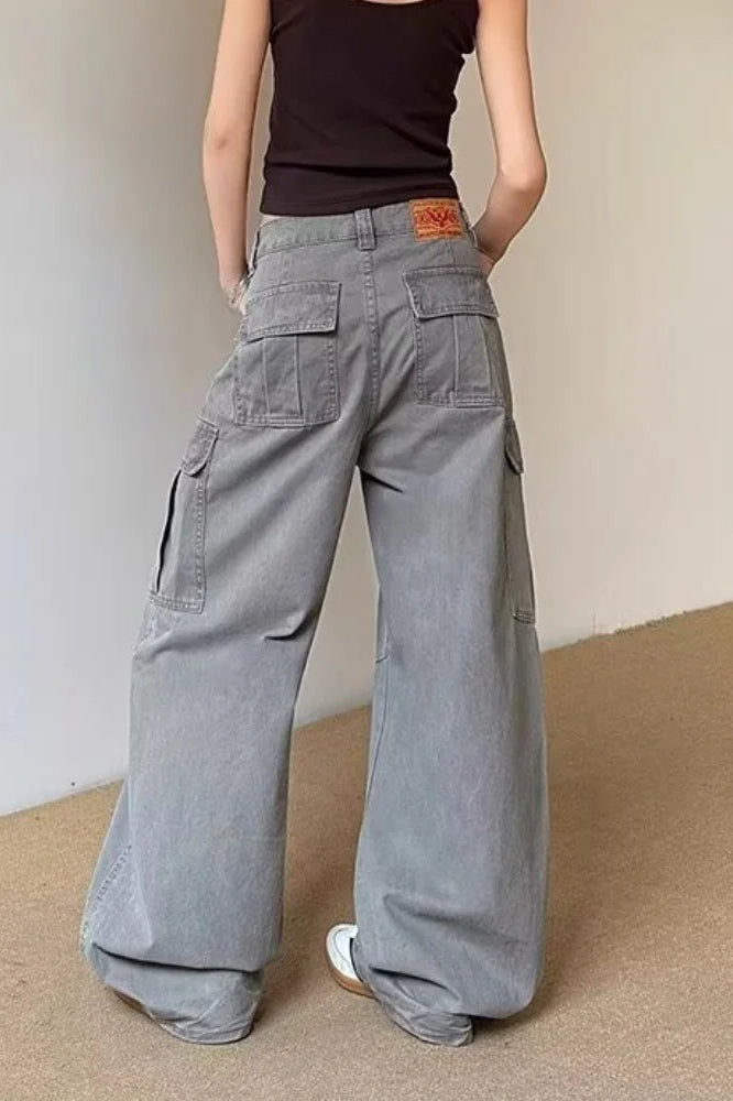 Grey Vintage Wide Leg Cargo Jean