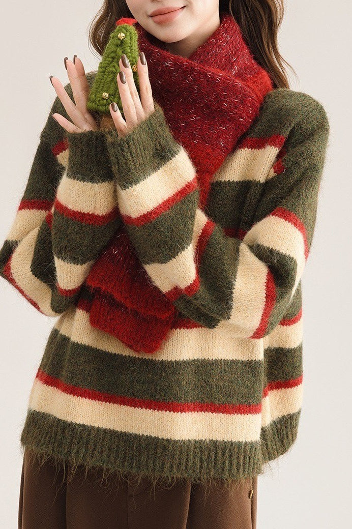 Crew Neck Patchwork Sweater