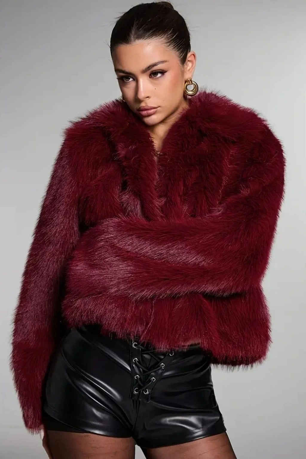Retro Chic Faux Fur Buttoned Long Sleeve Coat