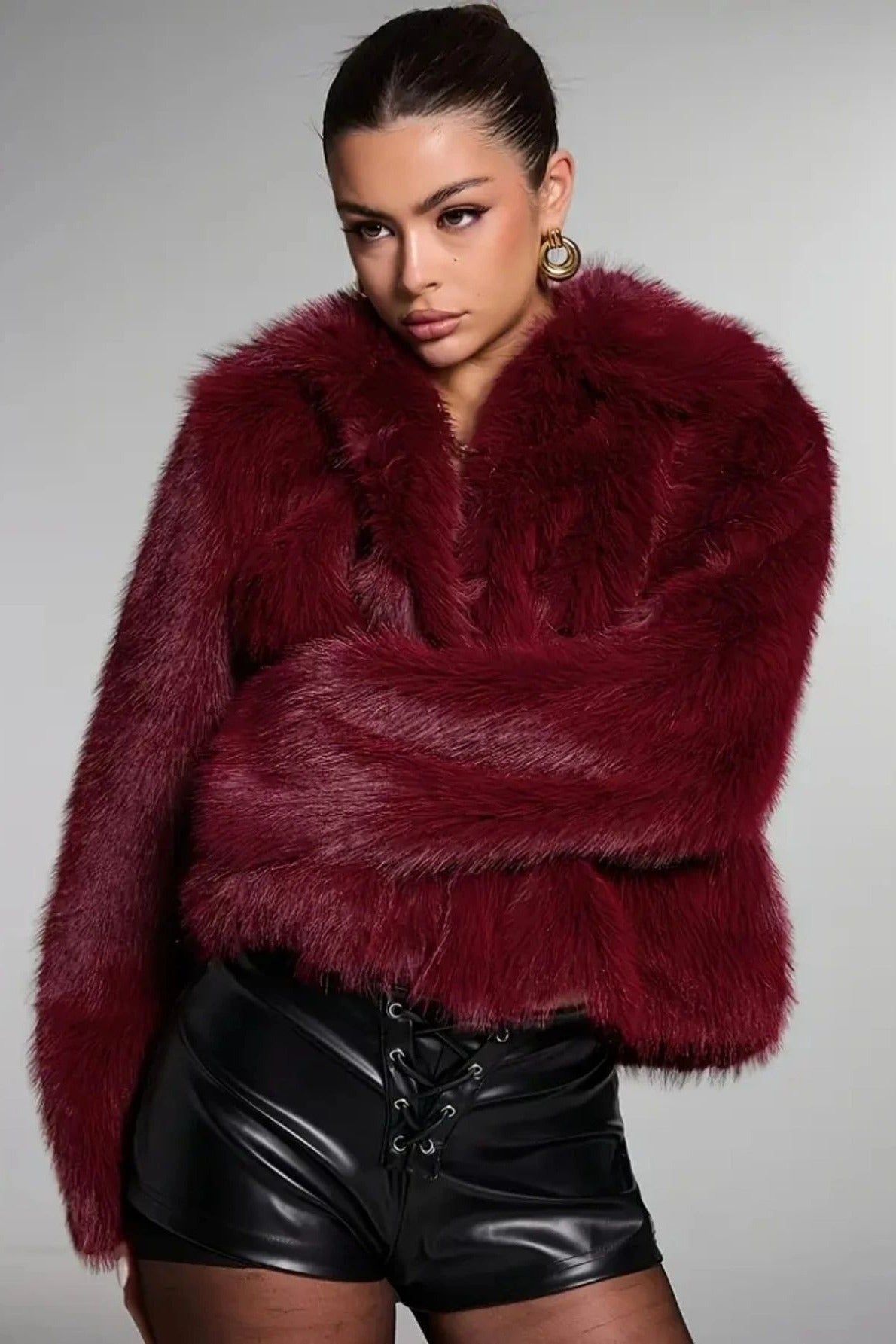 Retro Chic Faux Fur Buttoned Long Sleeve Coat
