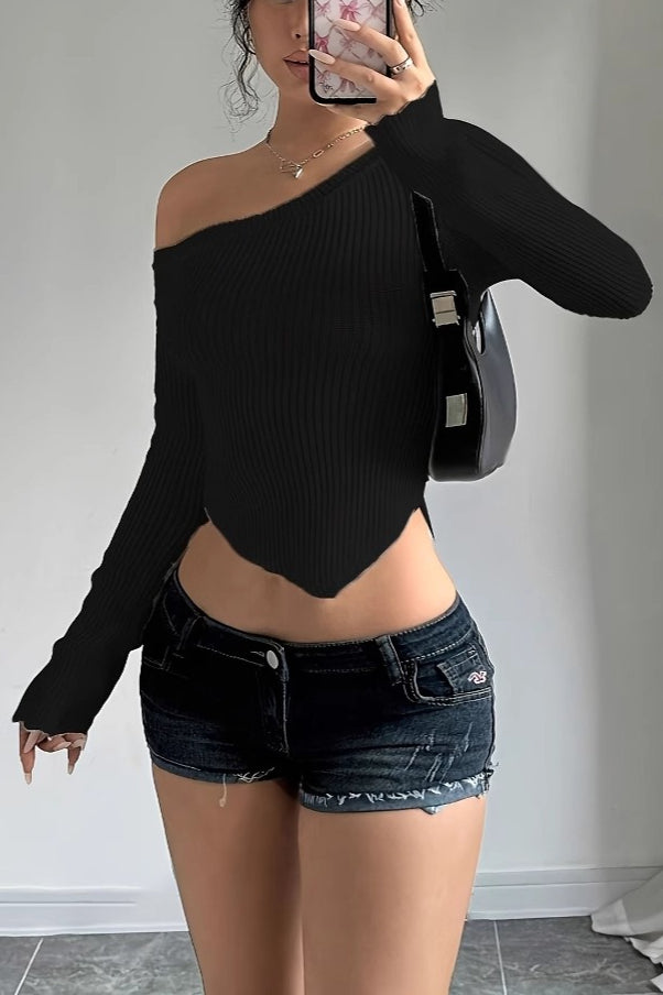 Irregular Neck Slim Fit Sweater