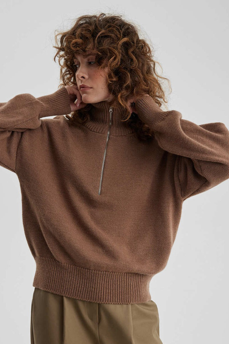 Warm Half Zip Knitted Sweater