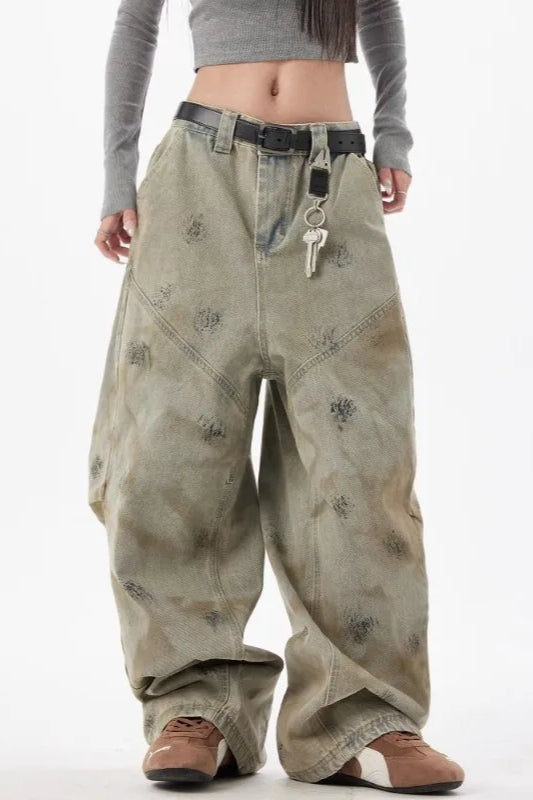 Distressed Wide Leg Loose Jean