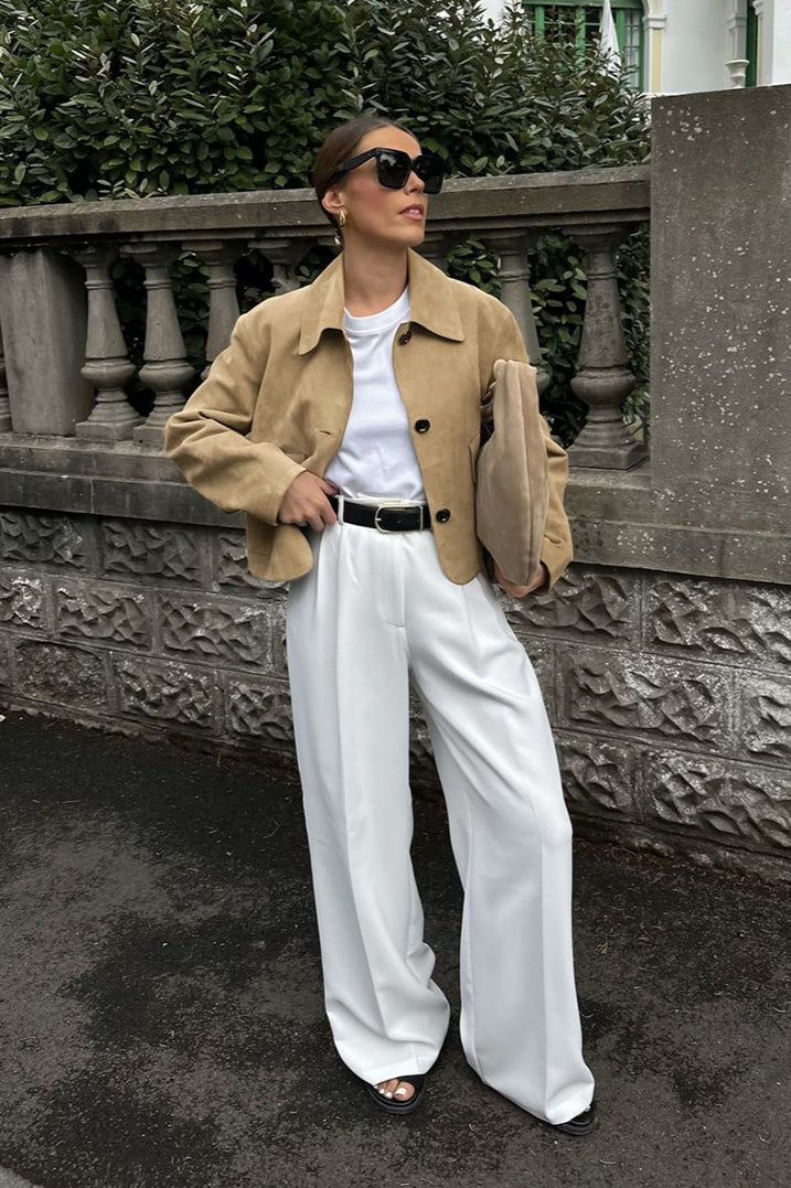 Lapel Faux Suede Mini Coat