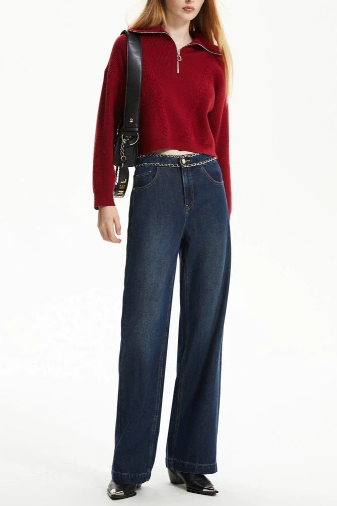 Short Cable Pullover Sweater