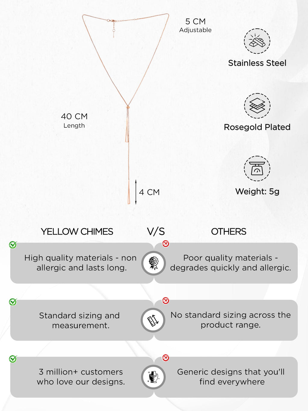 Rose Gold Shiny Stainless Pendant Necklace