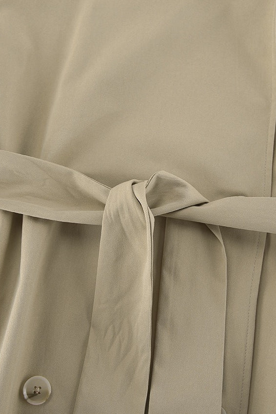 Retro Khaki Belted Trench Midi Coat