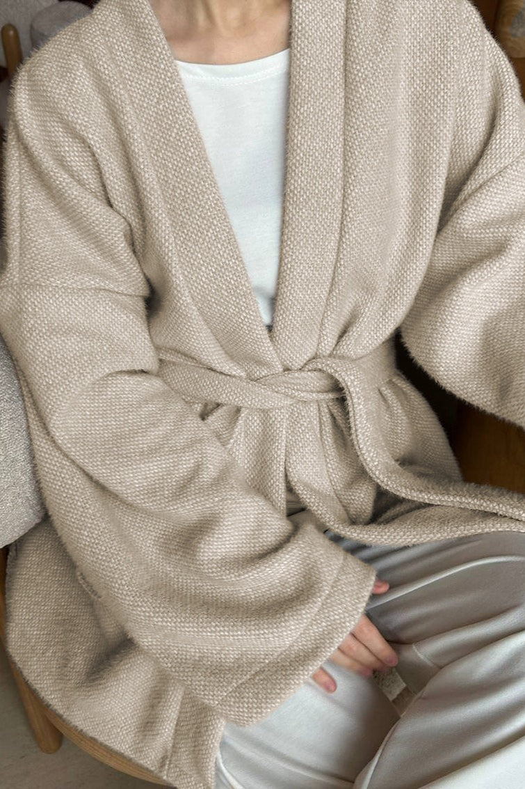 Retro Tie-Waist Wool Blend Midi Coat